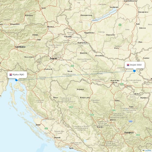 Trade Air flights between Rijeka and Osijek