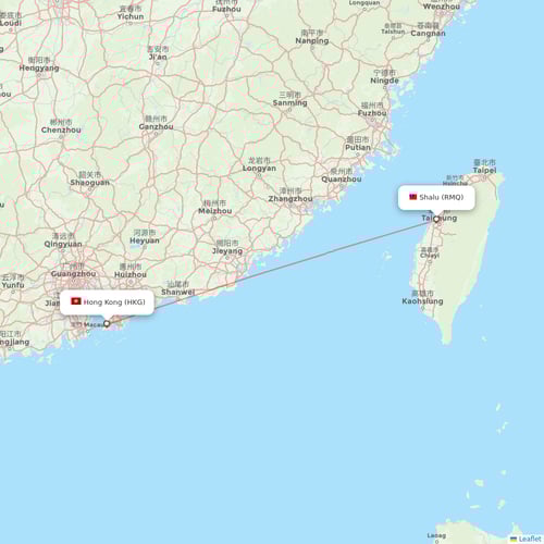 HK Express flights between Shalu and Hong Kong