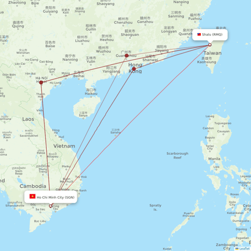 Mandarin Airlines flights between Shalu and Ho Chi Minh City