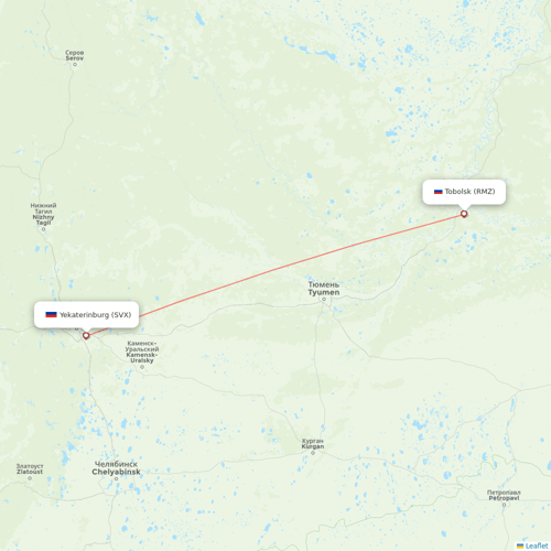 UVT Aero flights between Tobolsk and Yekaterinburg