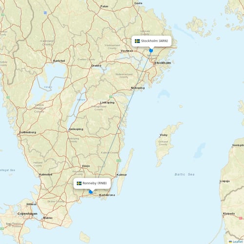 Scandinavian Airlines flights between Ronneby and Stockholm