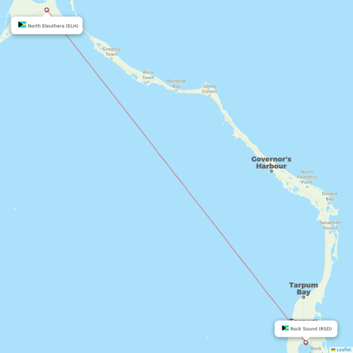Bahamasair flights between Rock Sound and North Eleuthera
