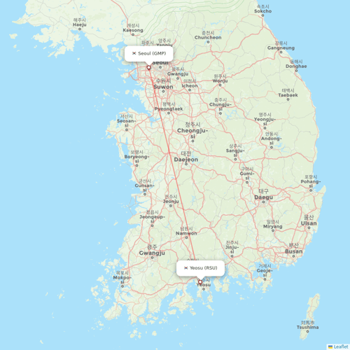 Jin Air flights between Yeosu and Seoul