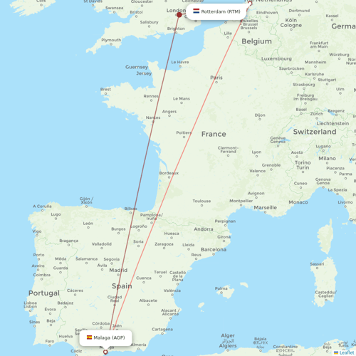 Transavia flights between Rotterdam and Malaga