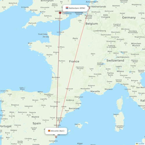 Transavia flights between Rotterdam and Alicante
