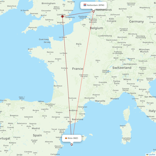 Transavia flights between Rotterdam and Ibiza
