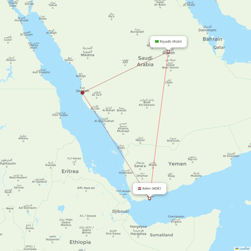Yemenia flights between Riyadh and Aden