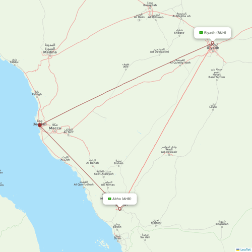 Saudia flights between Riyadh and Abha