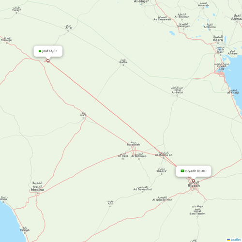 Saudia flights between Riyadh and Jouf