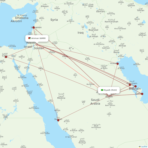 Royal Jordanian flights between Riyadh and Amman