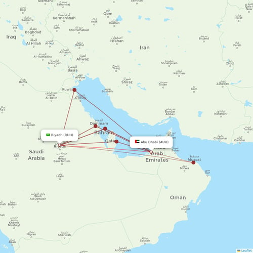 Etihad Airways flights between Riyadh and Abu Dhabi