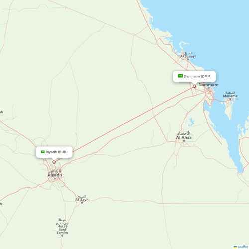 Saudia flights between Riyadh and Dammam