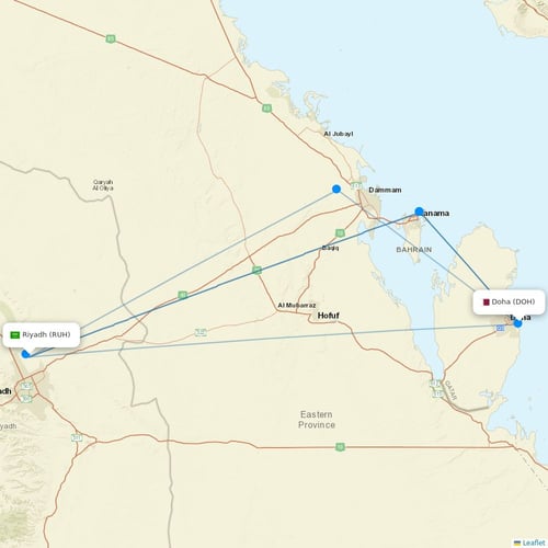 Qatar Airways flights between Riyadh and Doha