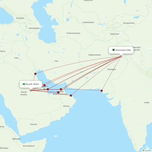 Serene Air flights between Riyadh and Islamabad