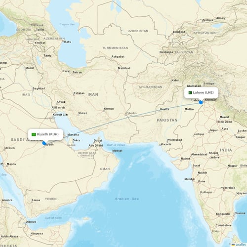 Air Arabia Jordan flights between Riyadh and Lahore