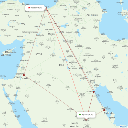 Flynas flights between Riyadh and Trabzon