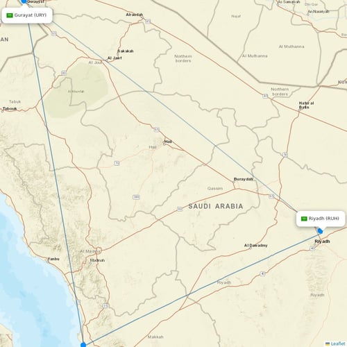 Flyadeal flights between Riyadh and Gurayat