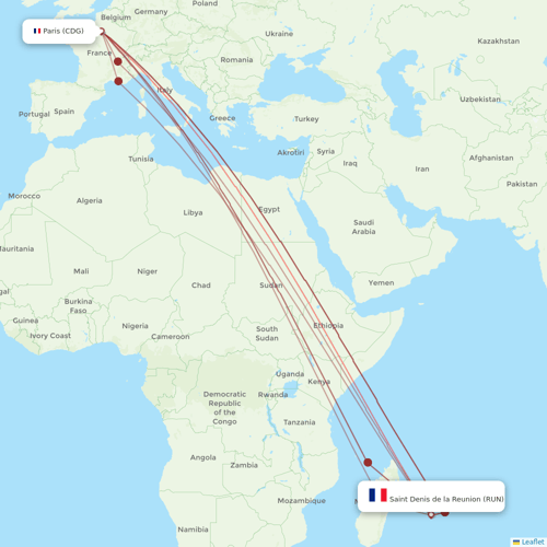 Air Austral flights between Saint Denis de la Reunion and Paris