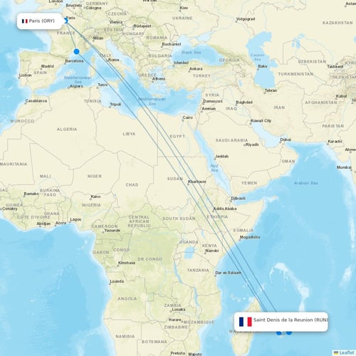 French Bee flights between Saint Denis de la Reunion and Paris