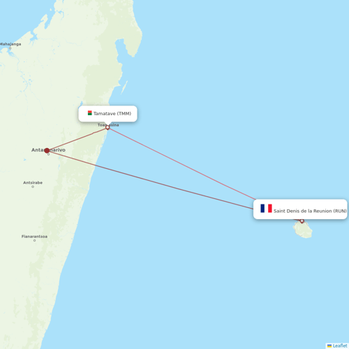 Air Austral flights between Saint Denis de la Reunion and Tamatave