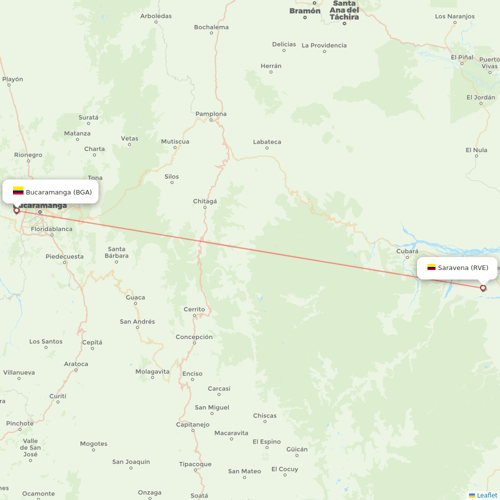 SATENA flights between Saravena and Bucaramanga