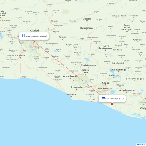TAG flights between San Salvador and Guatemala City