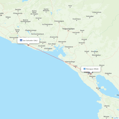 AVIANCA flights between San Salvador and Managua
