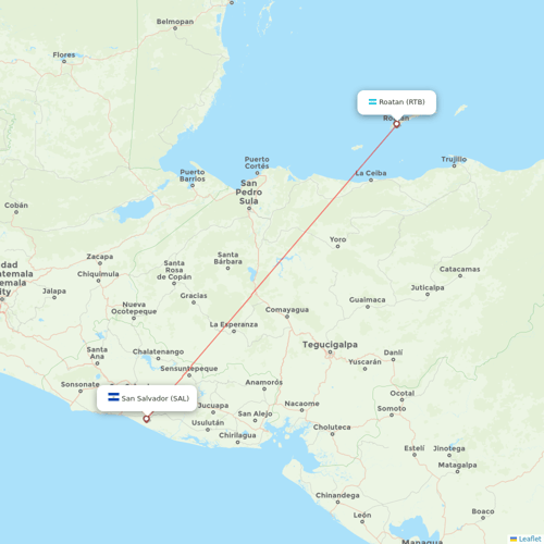 TAG flights between San Salvador and Roatan
