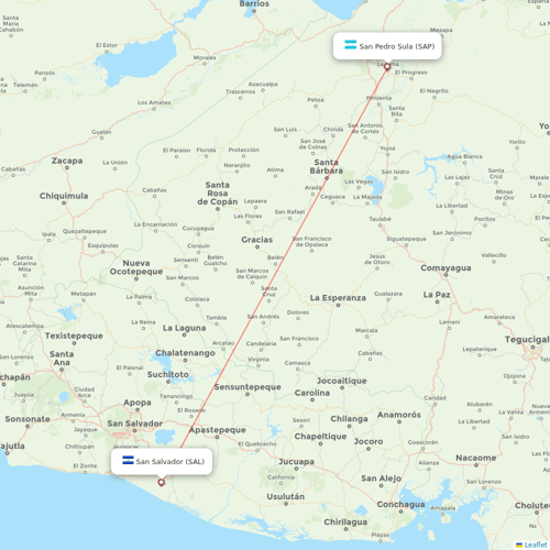 Aerolineas MAS flights between San Salvador and San Pedro Sula
