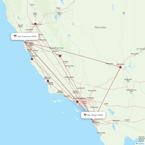 Alaska Airlines flights between San Diego and San Francisco