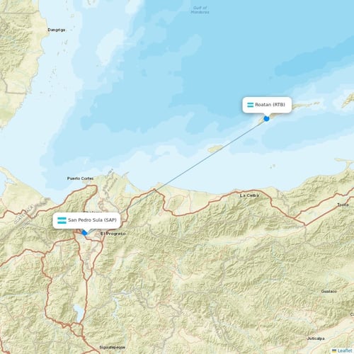 CM Airlines flights between San Pedro Sula and Roatan