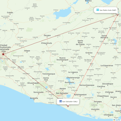Aerolineas MAS flights between San Pedro Sula and San Salvador