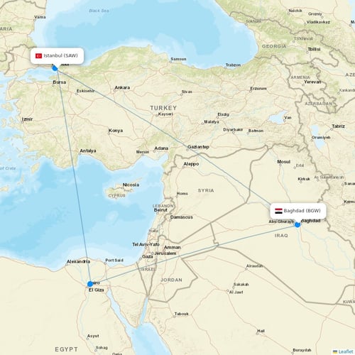 Iraqi Airways flights between Istanbul and Baghdad