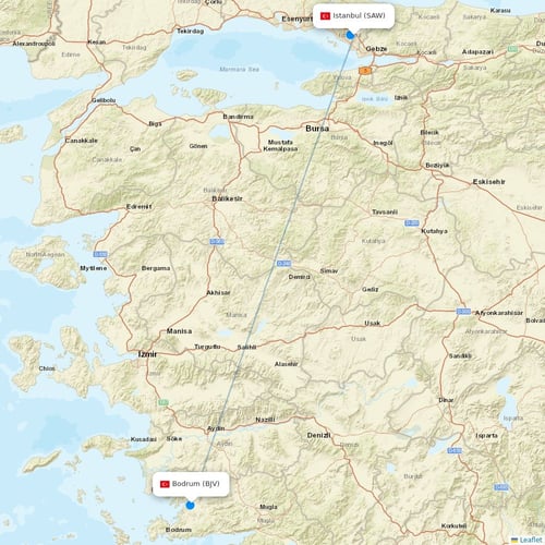 Pegasus flights between Istanbul and Bodrum