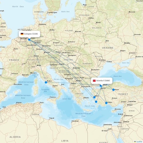 Pegasus flights between Istanbul and Cologne