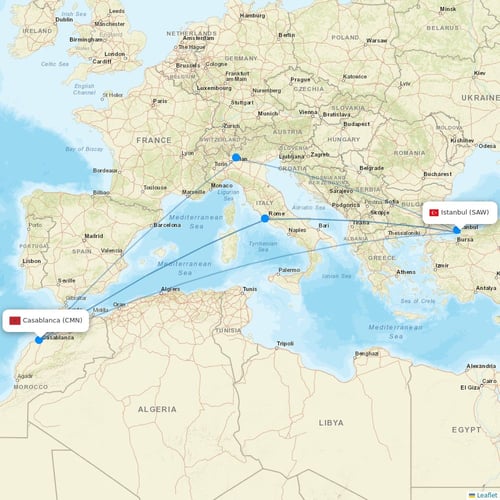 Air Arabia Maroc flights between Istanbul and Casablanca