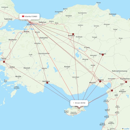 Pegasus flights between Istanbul and Ercan