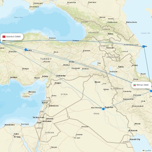 Pegasus flights between Istanbul and Tehran
