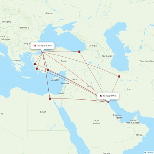 Jazeera Airways flights between Istanbul and Kuwait
