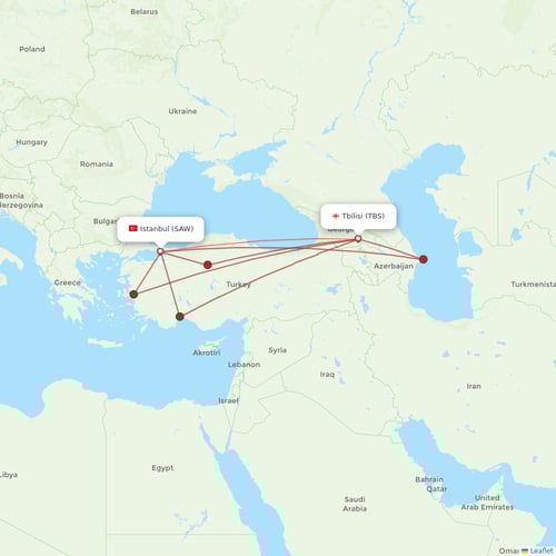 Pegasus flights between Istanbul and Tbilisi