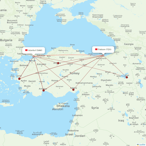 Pegasus flights between Istanbul and Trabzon