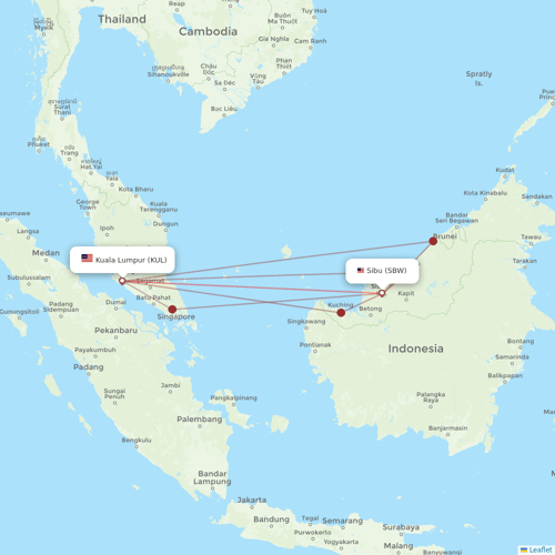 Batik Air Malaysia flights between Sibu and Kuala Lumpur