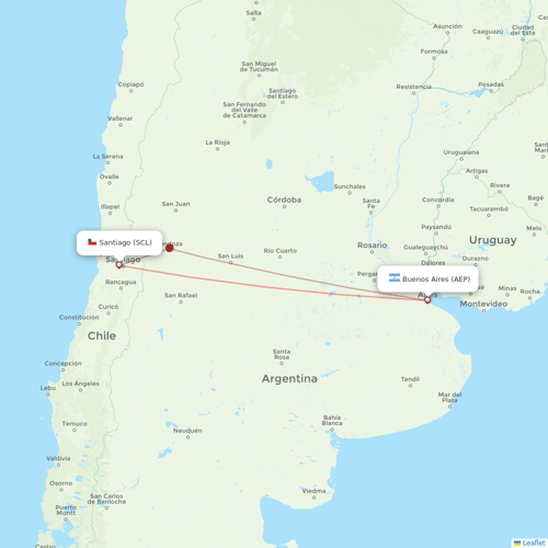 JetSMART flights between Santiago and Buenos Aires