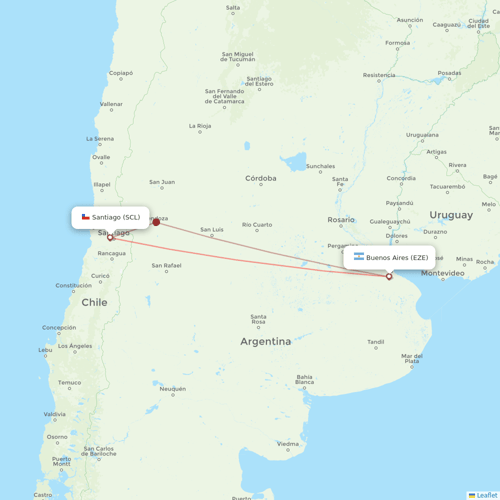 Sky Airline flights between Santiago and Buenos Aires