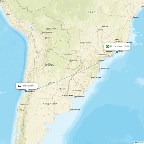 JetSMART flights between Santiago and Rio De Janeiro