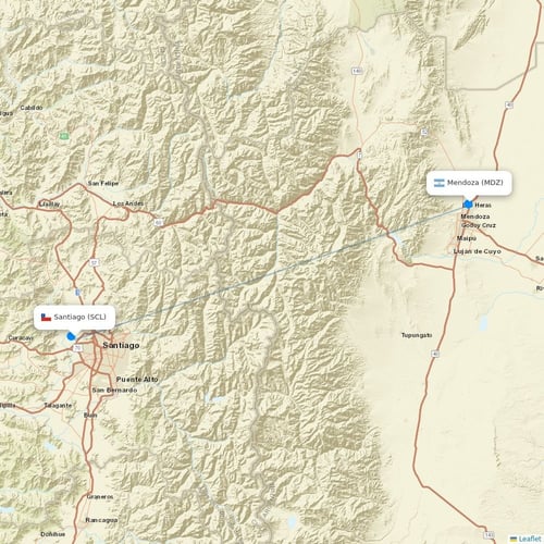 Sky Airline flights between Santiago and Mendoza