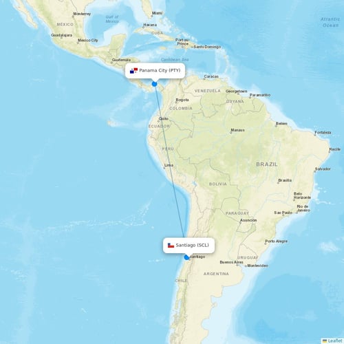 Copa Airlines flights between Santiago and Panama City