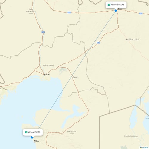 Syphax Airlines flights between Aktau and Aktobe