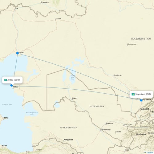 Syphax Airlines flights between Aktau and Shymkent