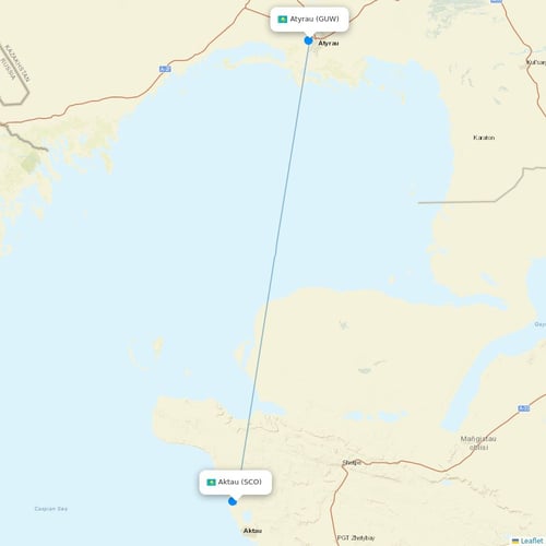 Syphax Airlines flights between Aktau and Atyrau